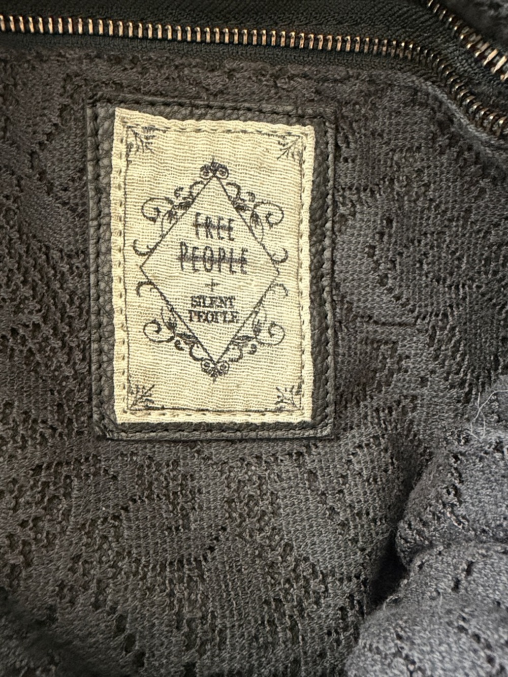 Free People Black Leather Tote with Brown Handles and Brass Accents - Picture 2 of 6